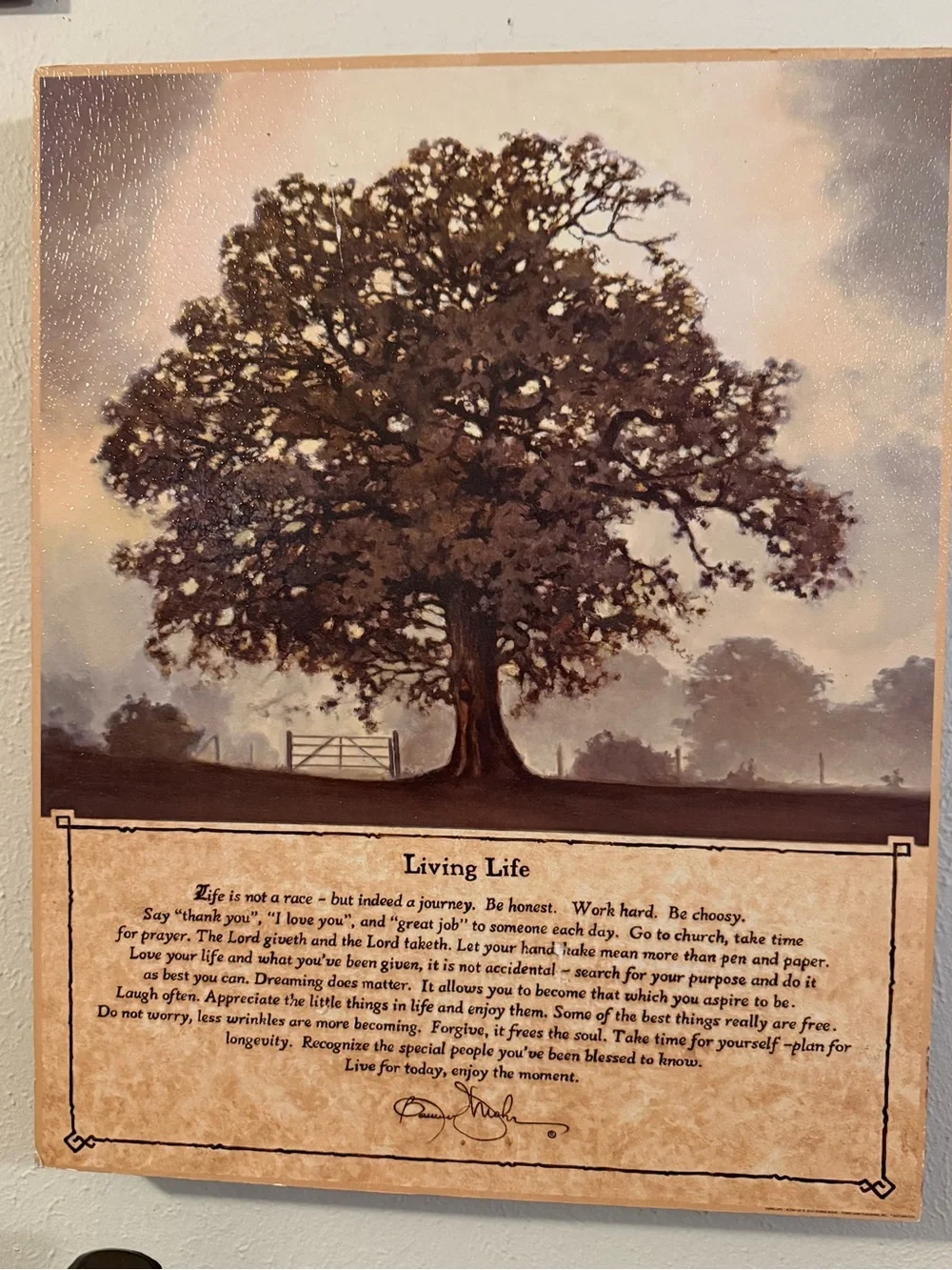Living Life Inspirational Tree Wall Plaque Rustic Farmhouse Decor 20x16
